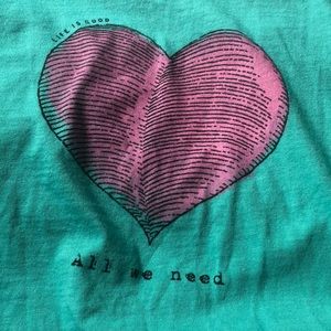 Life Is Good Tops - Life is Good Teal "Love is all you need" Top Life Is Good Tops - Life is Good Teal "Love is all you need" Top